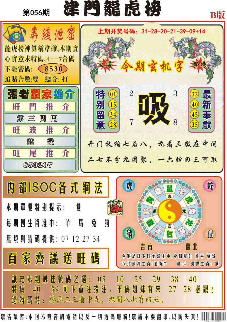 056期津门龙虎榜B[图]
